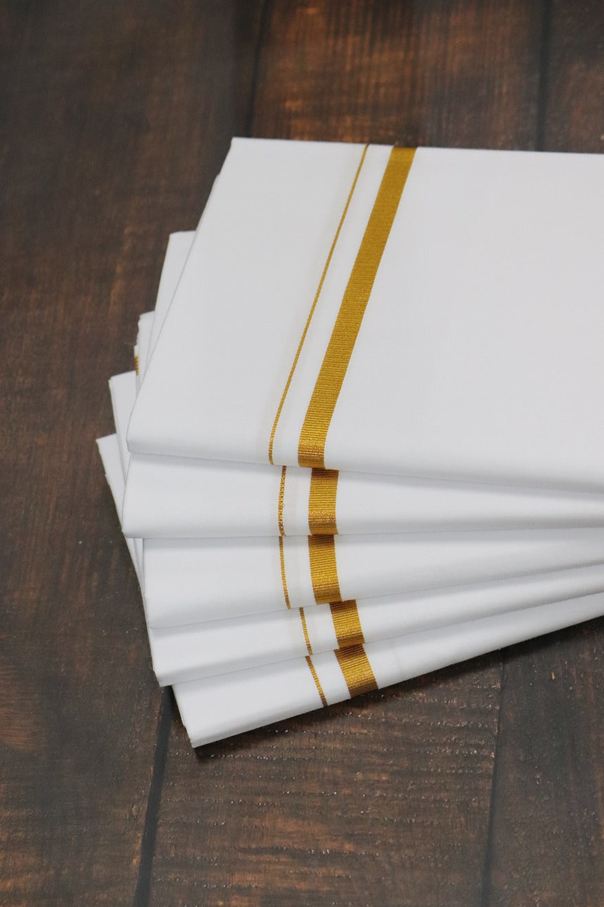 Jari 20k White Dhoti - 2mtr