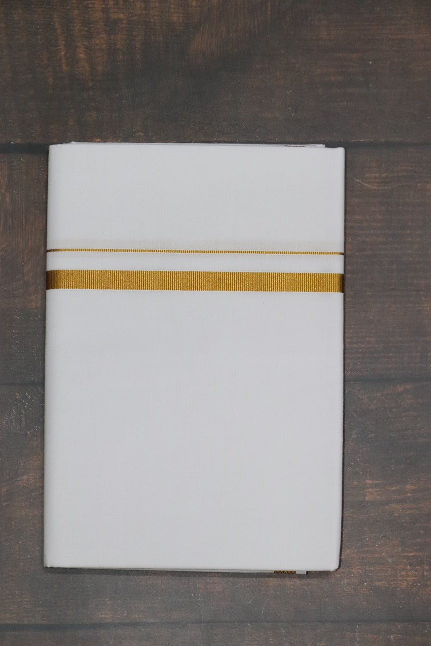 Jari 20k White Dhoti - 2mtr