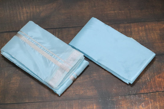 Artsilk Ocean Blue Combo Set (Shirt Fabric+Dhoti) with Silver Border
