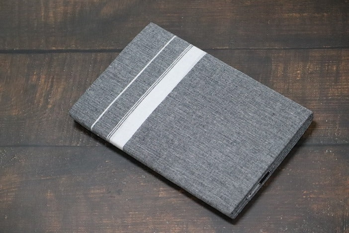 Grey Dhoti with 1inch White Border - 2mtr