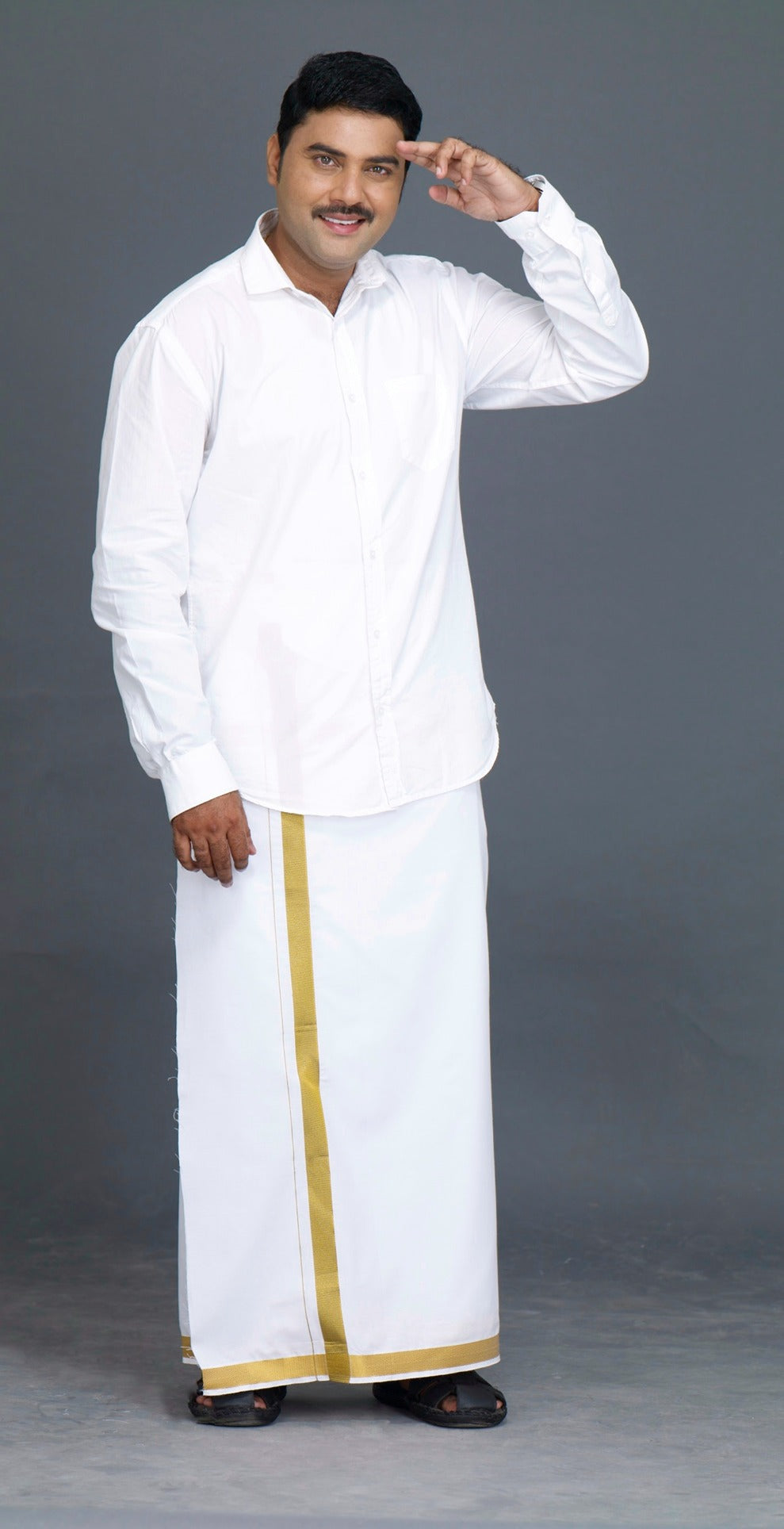 Jari White 50k Dhoti - 2mtr