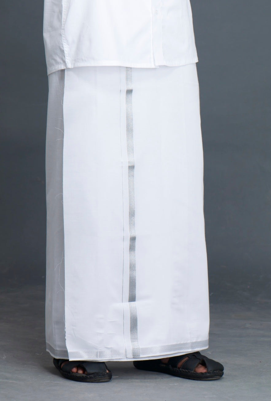 Velcro 30k Diamond White Dhoti (Size 28 to 40) - All Size