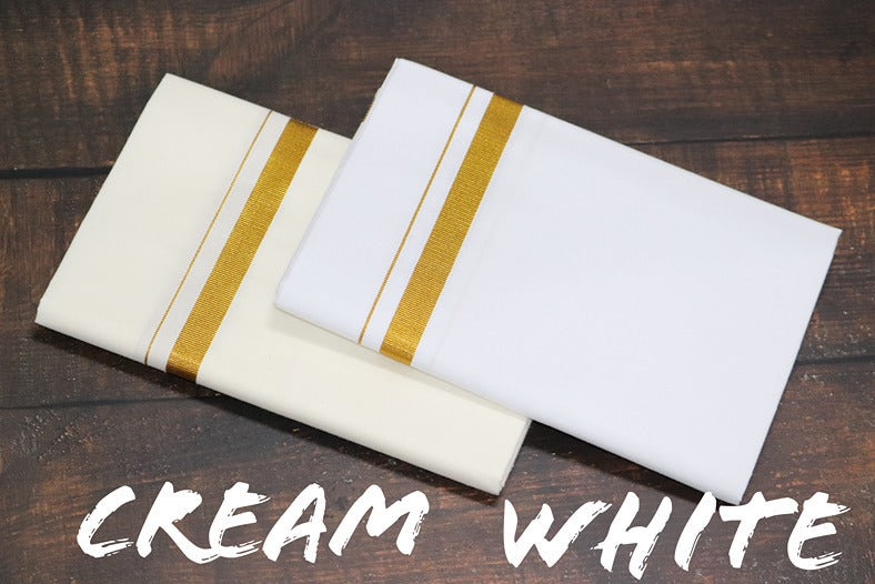 Cream 30k Dhoti - (3.90mtr = Double)