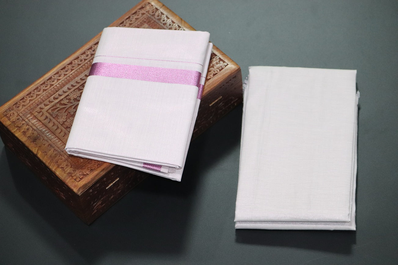 Tissue Baby Pink Shirt Material+Dhoti