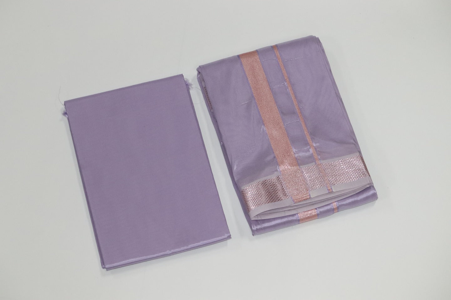 Artsilk Ultra Violet Combo Set (Shirt Fabric+Dhoti) with Onion Pink Silver Border