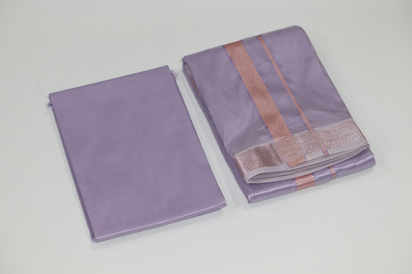Artsilk Ultra Violet Combo Set (Shirt Fabric+Dhoti) with Onion Pink Silver Border