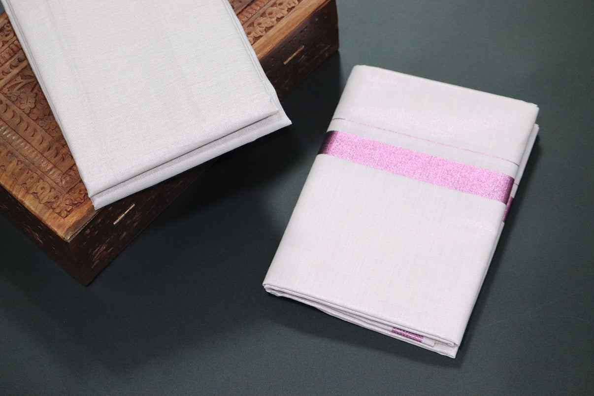 Tissue Baby Pink Shirt Material+Dhoti