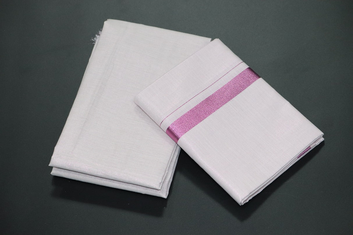 Tissue Baby Pink Shirt Material+Dhoti