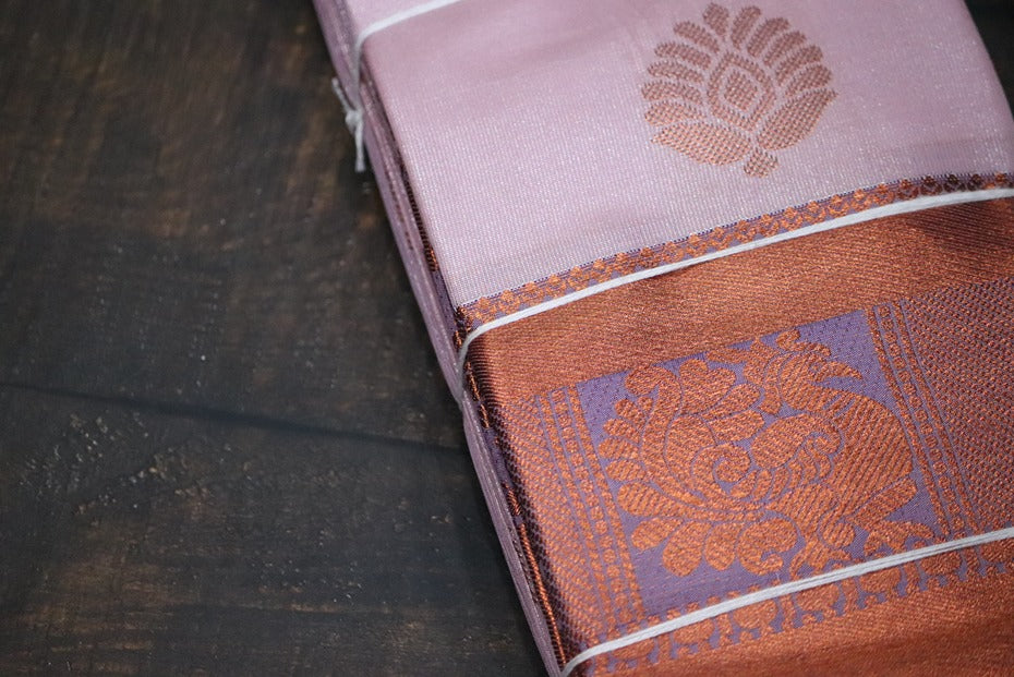 Raja Rani Tissue Onion Pink Matching Set & Saree Combo