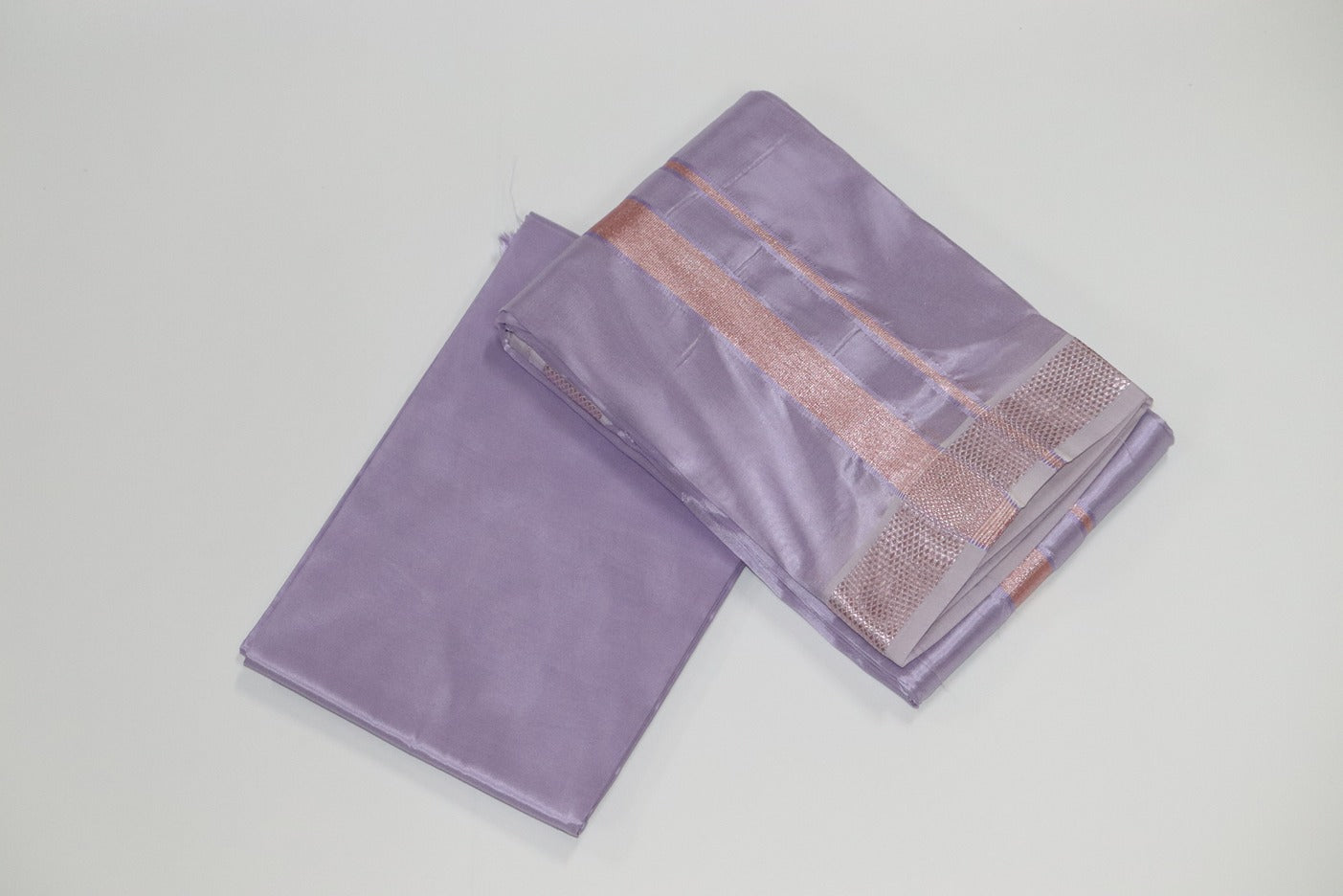 Artsilk Ultra Violet Combo Set (Shirt Fabric+Dhoti) with Onion Pink Silver Border