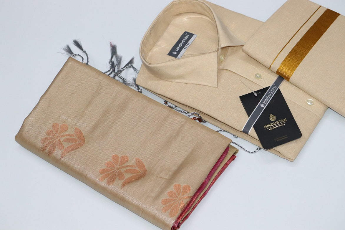 Raja Rani Readymade Tissue Gold Matching Set & Saree Combo