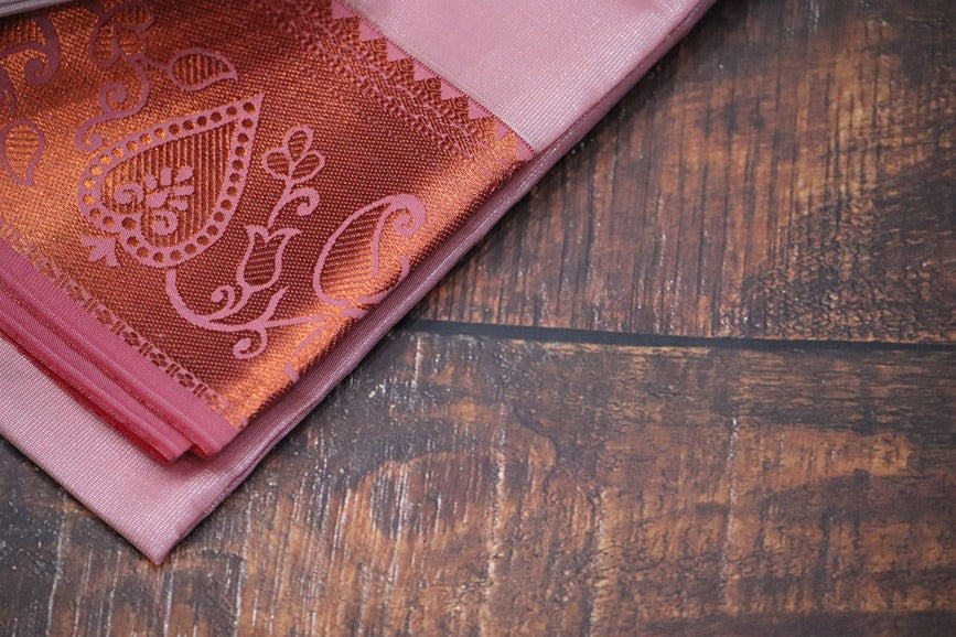 Raja Rani Tissue Onion Pink Matching Set & Saree Combo