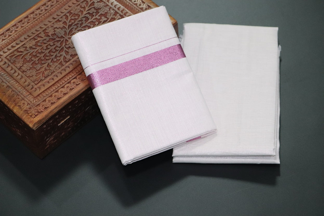 Tissue Baby Pink Shirt Material+Dhoti