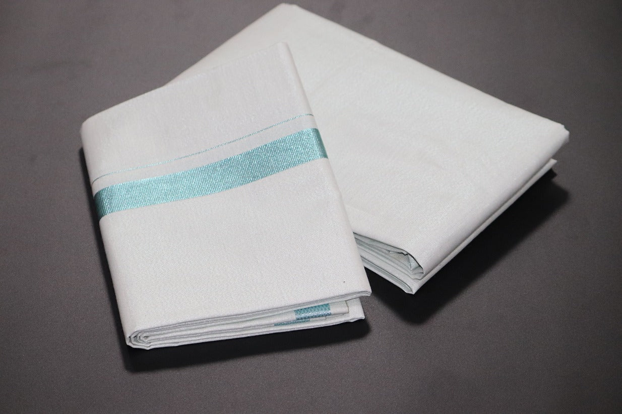 Tissue Magnetic Blue Shirt Material+Dhoti