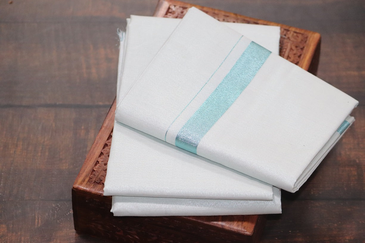 Tissue Magnetic Blue Shirt Material+Dhoti