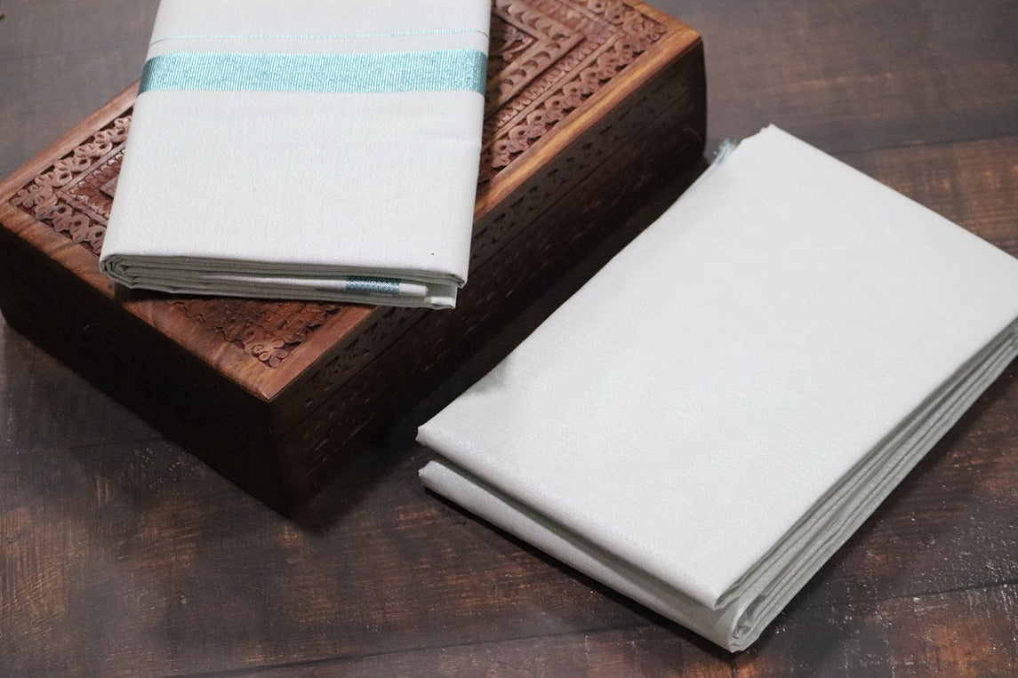 Tissue Magnetic Blue Shirt Material+Dhoti