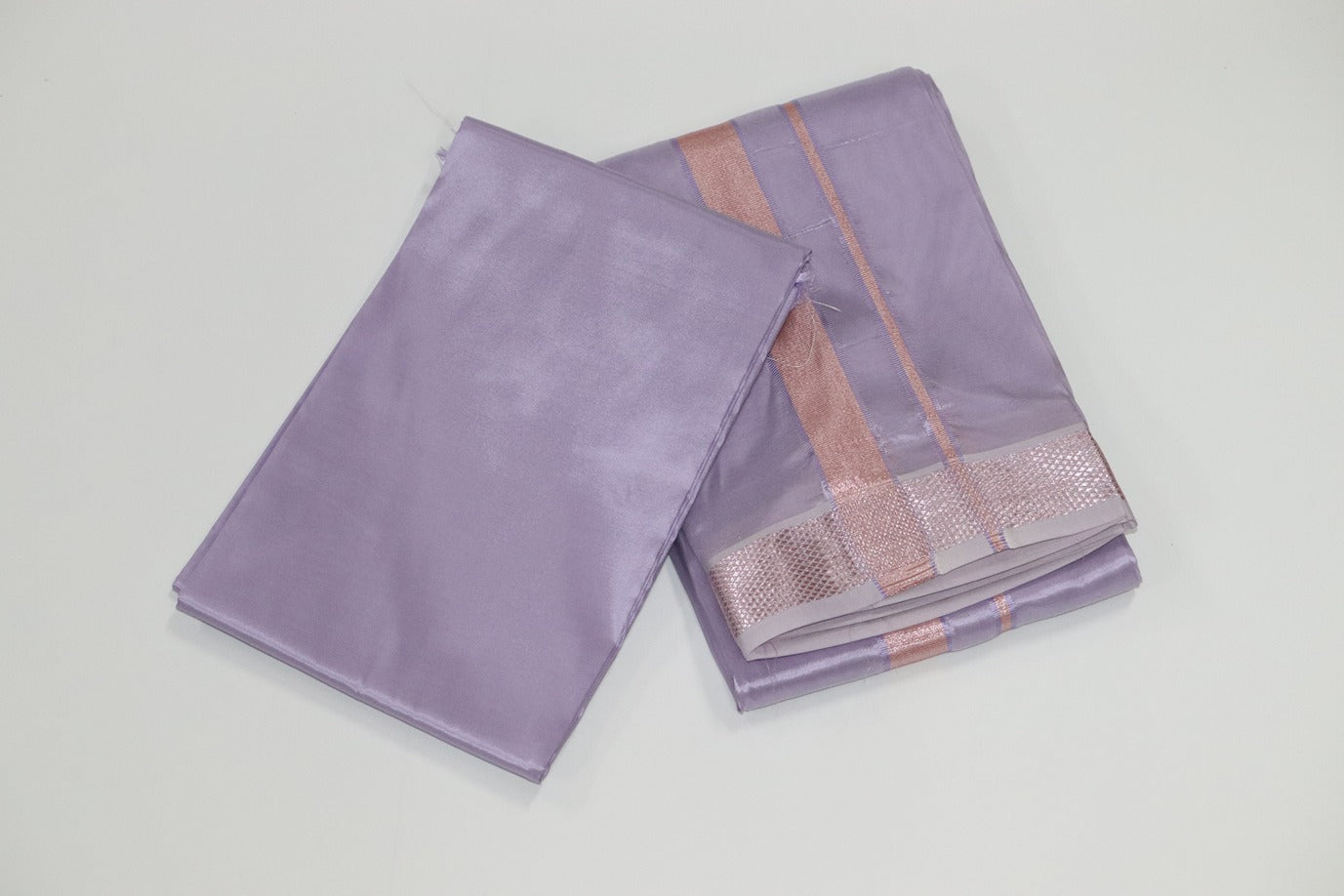 Artsilk Ultra Violet Combo Set (Shirt Fabric+Dhoti) with Onion Pink Silver Border