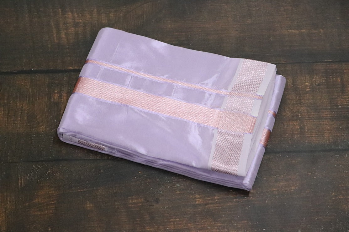Artsilk Ultra Violet Combo Set (Shirt Fabric+Dhoti) with Onion Pink Silver Border