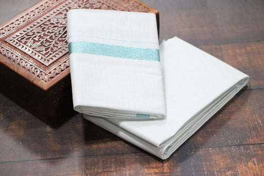 Tissue Magnetic Blue Shirt Material+Dhoti