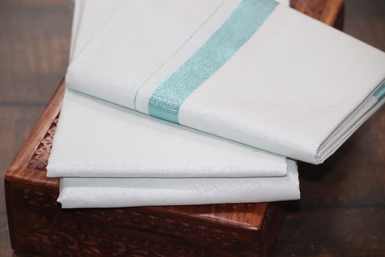 Tissue Magnetic Blue Shirt Material+Dhoti