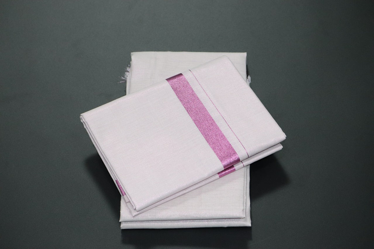 Tissue Baby Pink Shirt Material+Dhoti